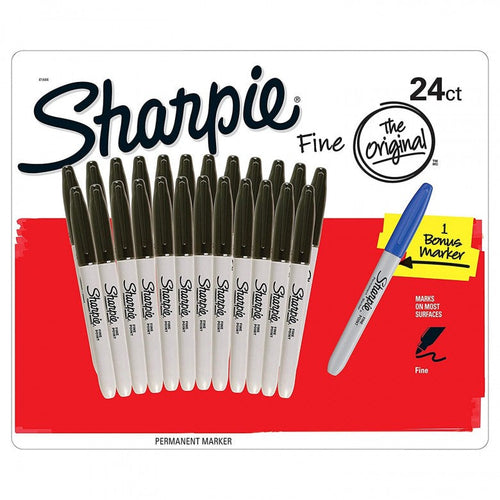 Box mit 24 Sharpie Fine Point schwarze Marker - Plus 1 Blauer Marker
