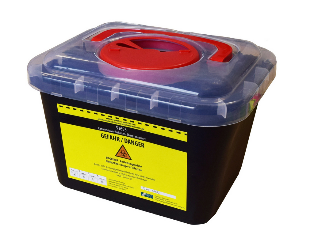 Kanülenabwurfbehälter 2 oder 5 Liter, für gebrauchte Nadeln