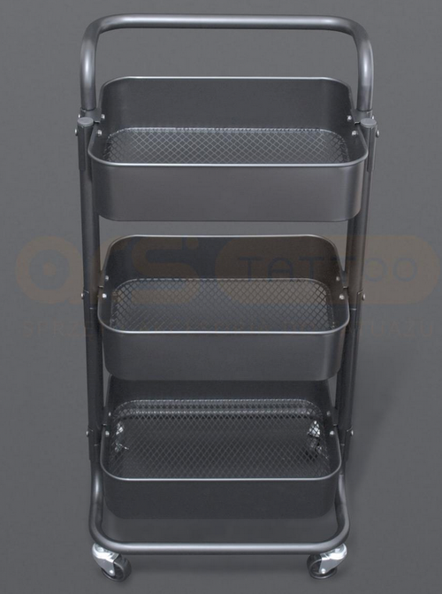 Arbeitswagen rollbar, drei Ebenen, mattschwarz
