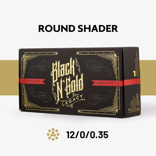 Black n' Gold Legacy - Round Shader Long Taper Tattoo Needles - Super Sale
