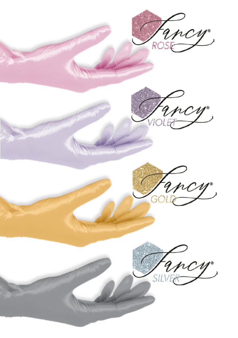 Fancy Nitrilhandschuhe, Rosé, Gold und Violett, 100 Stück