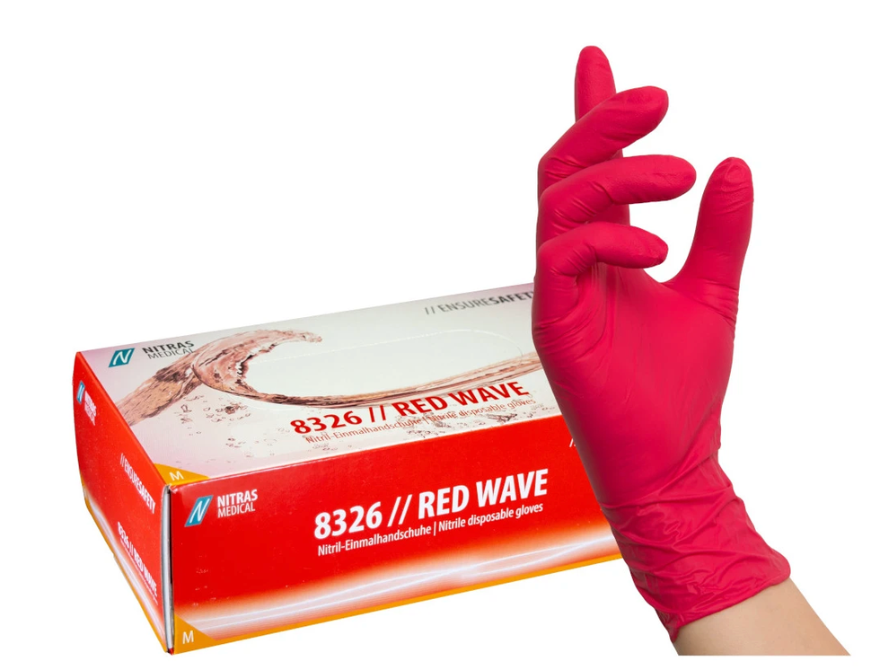 Nitras RED WAVE Nitrilhandschuhe Puderfrei - Rot