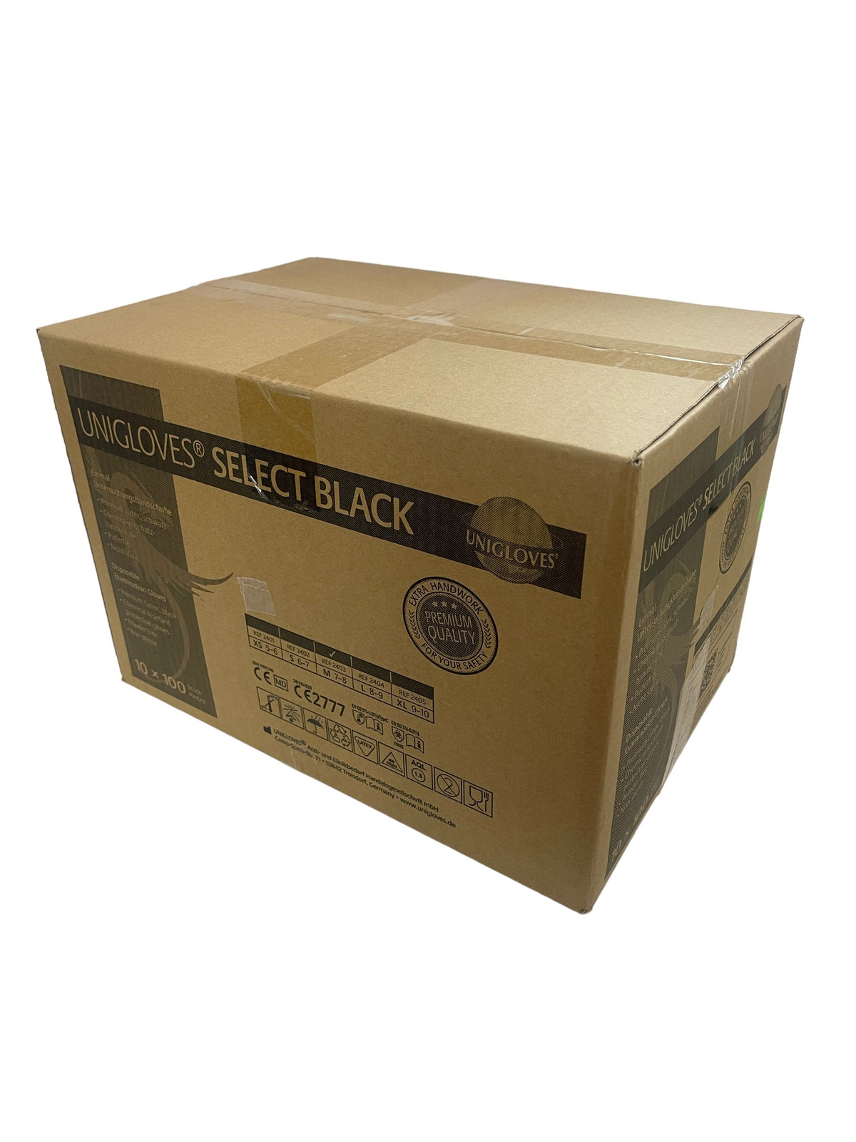 Latex Handschuhe Select Black, mikrogeraut, 100 Stück