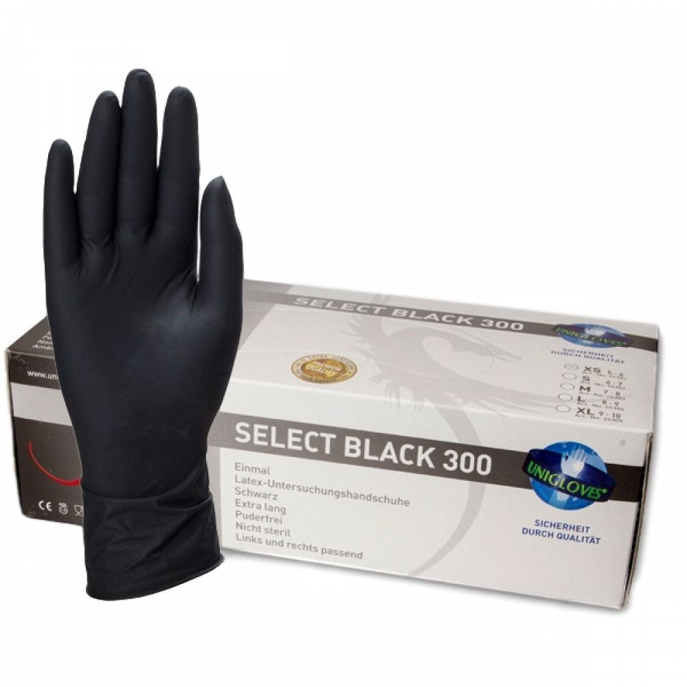 Latex Handschuhe Select Black 300 mm, extra lang, 100 Stück