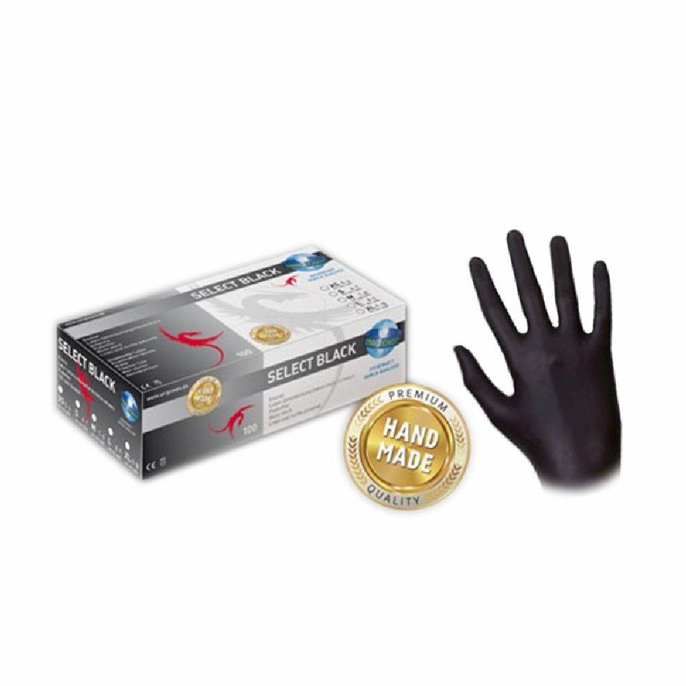 Latex Handschuhe Select Black, mikrogeraut, 100 Stück